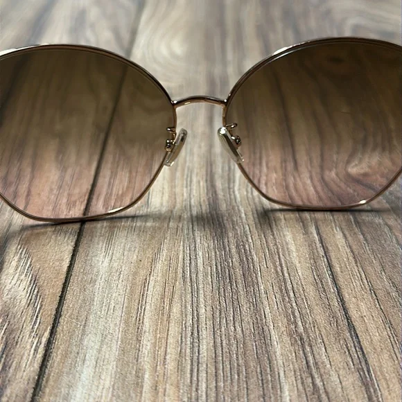 Jimmy Choo Marilia Copper Gold Cat-Eye Sunglasses with Brown& Pink Shaded Lenses